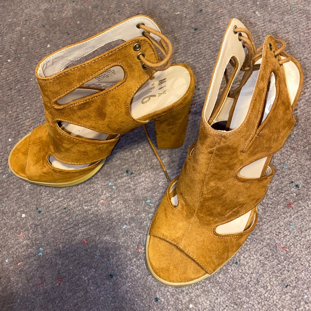 Suede tan heels